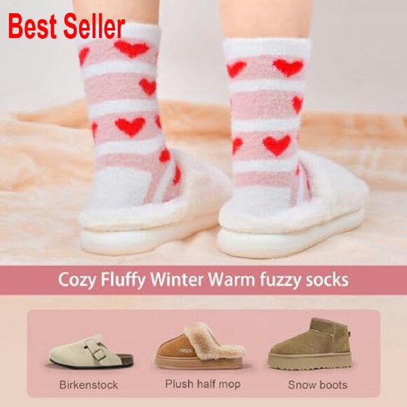 Fuzzy Socks Women Cozy Fluffy Warm Slipper Socks Gift Set 5 Pairs - Picture 7 of 8